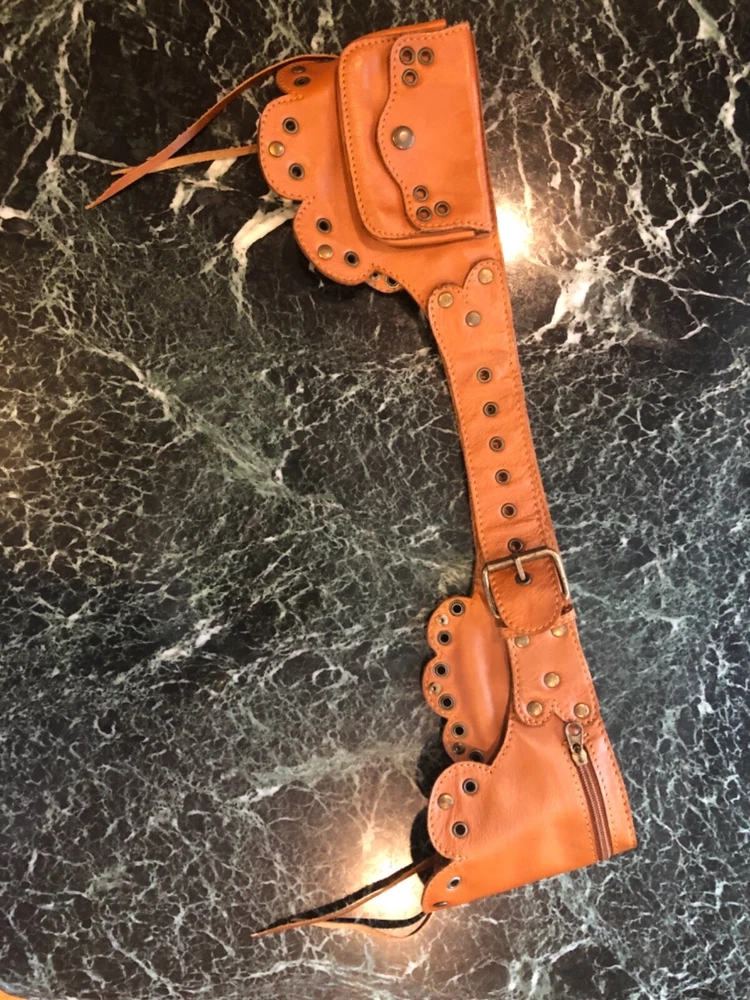 Leather Belt Bag, Tan Leather Hip Bag, Women’s Waist Pack, 35”-40” from Greece