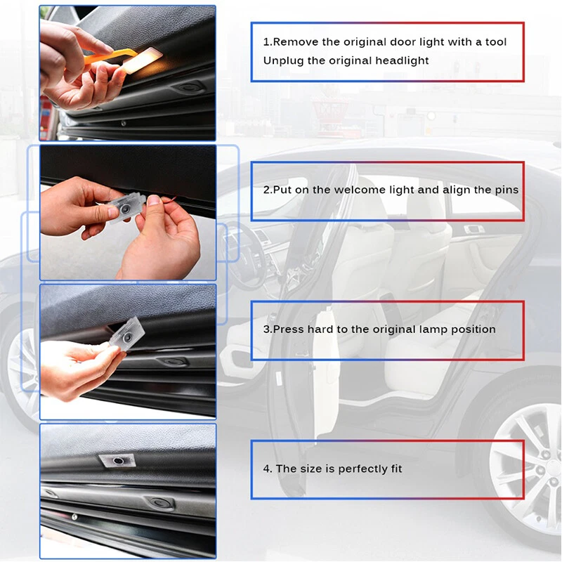 2x Proyector láser fantasma luz puerta coche 300 LED azul para Chrysler 300 2005-2020 Foto 2 de 4