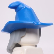 Lego Castle Blue Wizard Minifig Hat Light Bluish Gray Hair