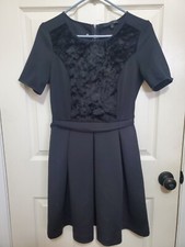 Elie Tahari Black Velvet Belted Dress 8  