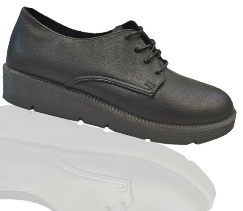 MOCASSINI SCARPE BASSE LACCI DONNA SIMILPELLE NERE LACCI RIALZATE PLATEAU  C290 | eBay
