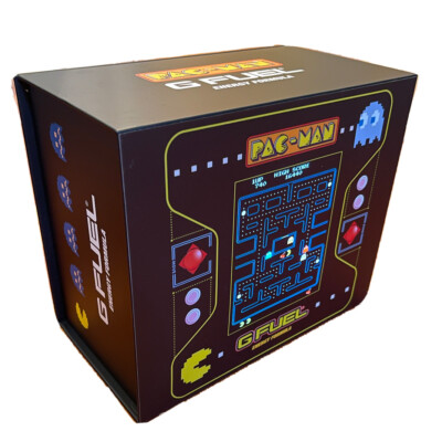 GFUEL Pac-Man Power Pellet LIGHT-UP Collector's Box, Tub & Shaker RARE