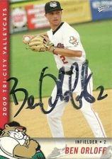2009 TriCity Valleycats BEN ORLOFF Signed Card autograph RC ASTROS SIMI VALLEY