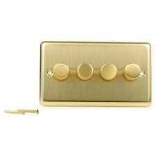 Volex Crabtree 4 Gang Turn On Off Dimmer Light Switch Round Push Toggles Metal