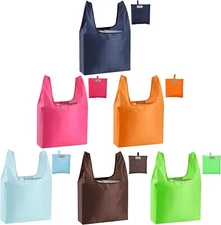 Large Reusable Bags Shopping Washable Foldable 6 Pack W14.7"*H13.8"*D3.3"