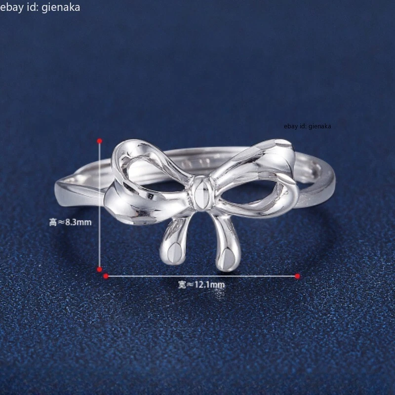 Pure PT950 Platinum 950 Band Women Lucky Bowknot Open Ring 2.2-2.4g Us Size:6-9 - Image 3 of 4