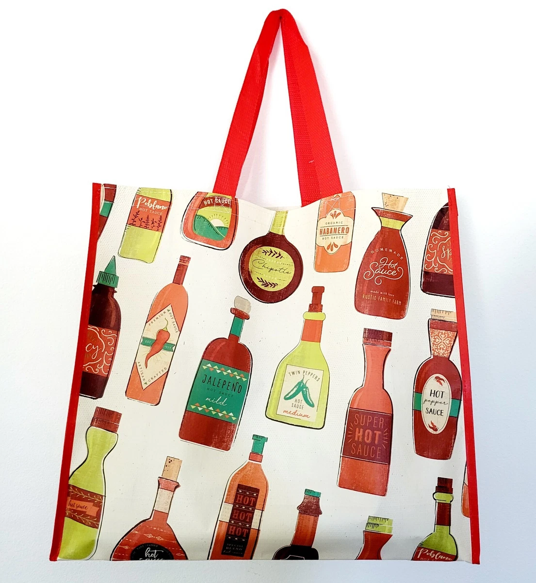 TJ Maxx Hot Pepper Spicy Sauce Jalapeños Chipotle Habanero Reusable Tote Bag