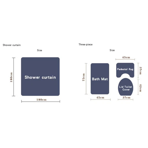 4Pcs/Set Butterfly Rose Waterproof Shower Curtain Toilet Lid Cover Bathroom Mat - Bild 8 von 36