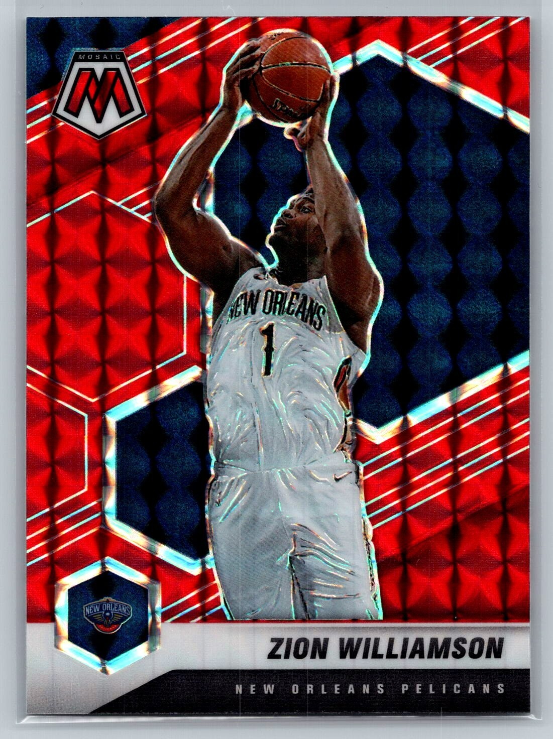2020-21 Panini Mosaic - Reactive Red Prizm #49 Zion Williamson