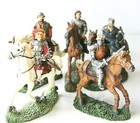 Lot of 5 Medieval Renaissance Period Knights Mounted Vintage Resin Figures 4.75"