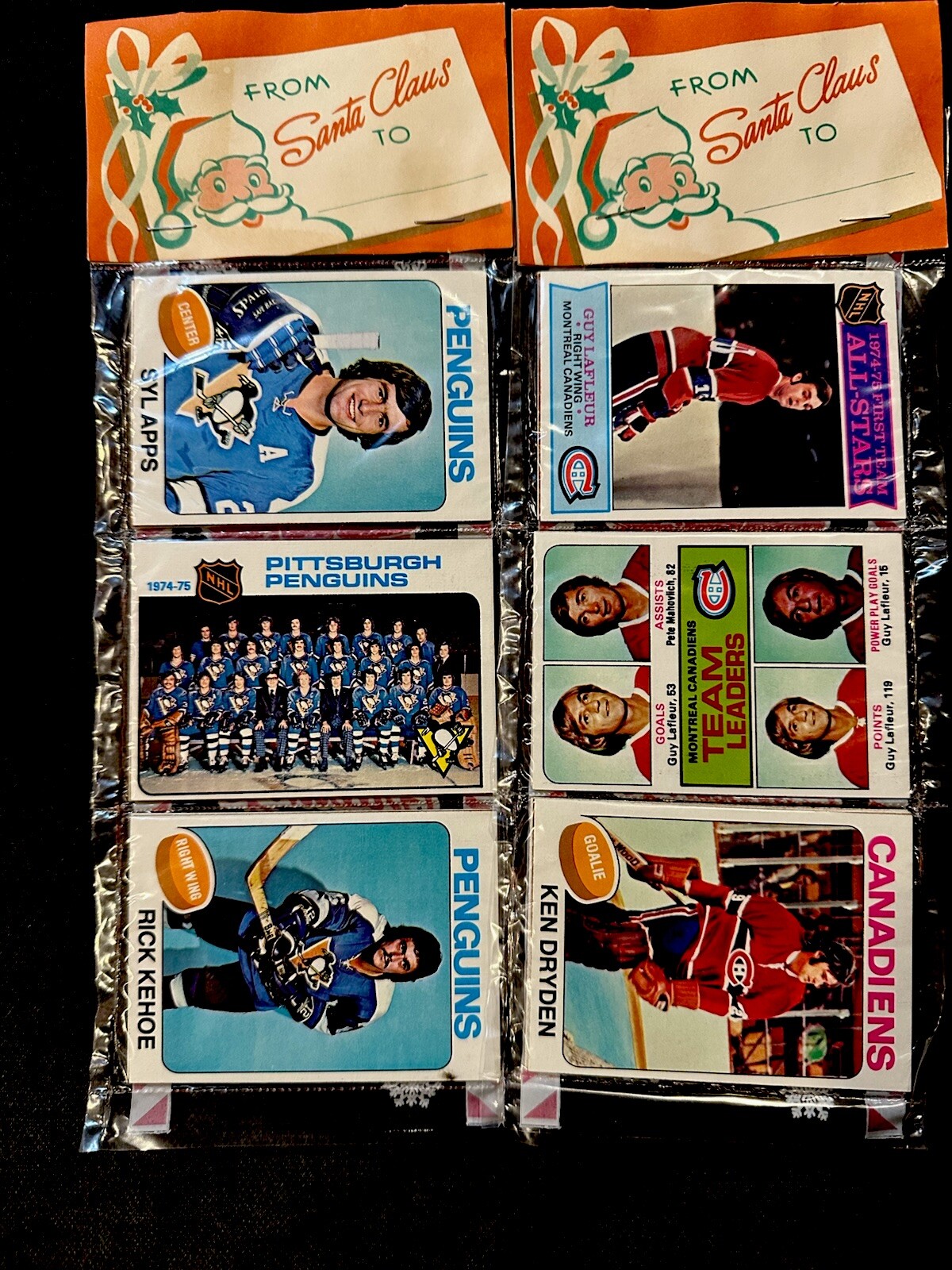 1975 TOPPS XMAS HOCKEY RACK PACK KEN DRYDEN GUY LAFLEUR SYL APPS RICK KEHOE