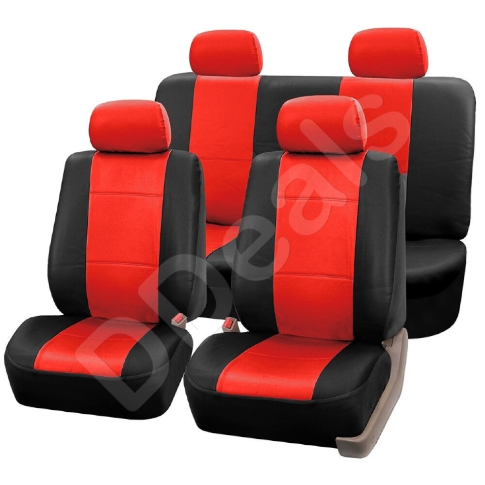 Car Seat Covers Black Red Leather Look Full Set 9pc For Hyundai i40 Saloon eBay