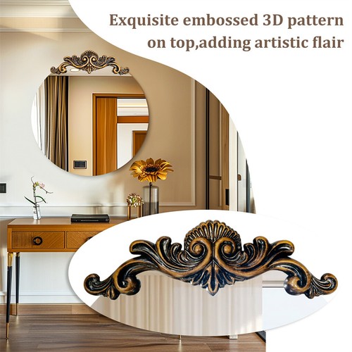 Baroque Antique Round Mirror Wall Decor Bathroom Mirror Ornate Entryway Mirrors - Picture 16 of 28