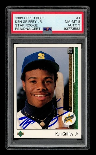 1989 Upper Deck Set-Break #  1 Ken Griffey Jr. Rookie Auto PSA 8 NM-MT AUTO 9