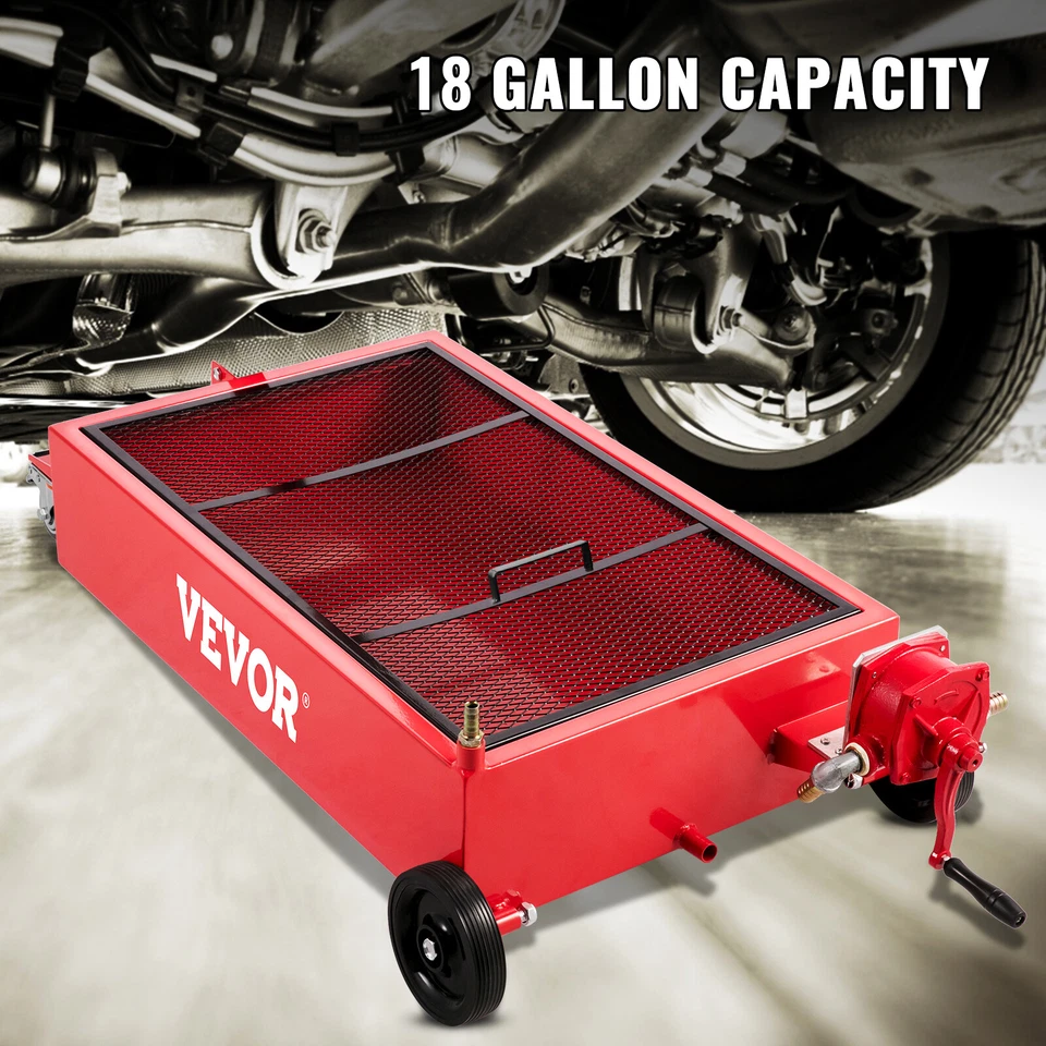 VEVOR 20 Gallon Oil Drain Pan Low Profile Dolly w/ Pump and Wheels Car Truck - Image 2 of 4