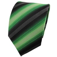 Tigertie Designer Seidenkrawatte LaubgrüN GrüN Anthrazit Schwarz Gestreift