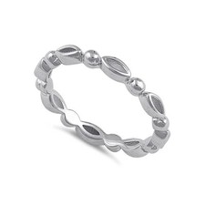925 Sterling Silver Oval Bead Band Ideal for Christmas