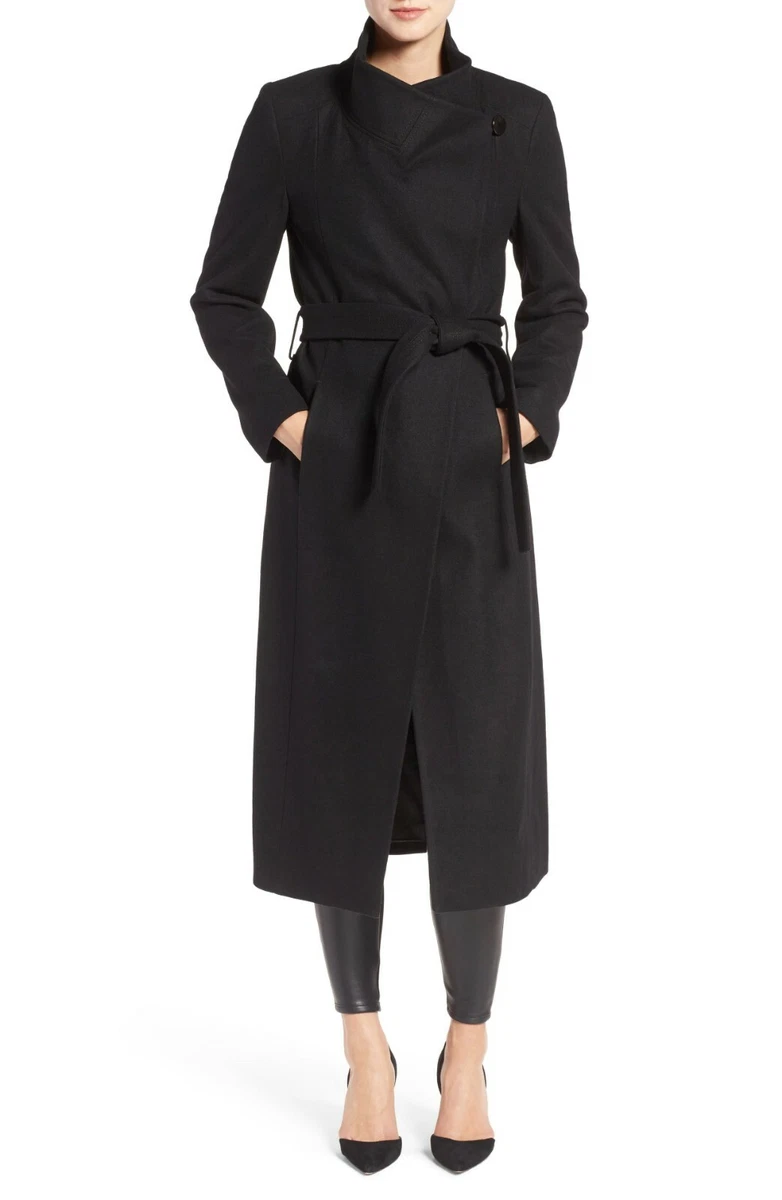 $320 KENNETH YORK Fencer Melton Wool Maxi LONG Coat BELT BLACK | eBay