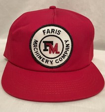Vintage Faris Machinery Company Patch Hat Cap - K Products Snapback USA Made Red
