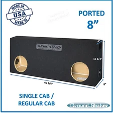 Gmc Sierra Single Cab 8" Dual Ported Vented Sub Box Subwoofer Enclosure