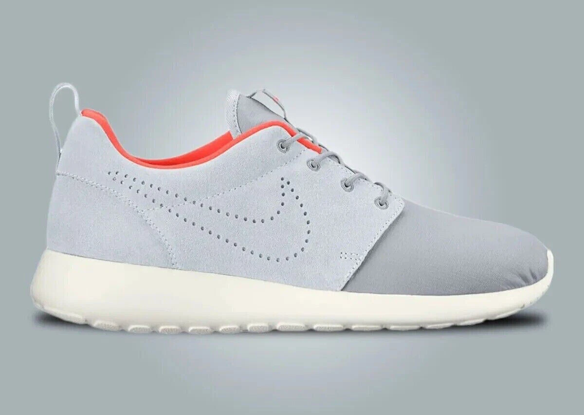 Nike Mens Roshe One Premium Size 8.5 Pure Platinum Hyper Orange 525234 011 New