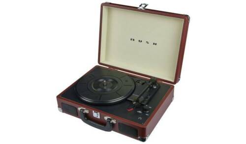 Bush Classic Retro 3 Speed Portable Case Record Player KTS-601 Brown - Picture 1 of 2