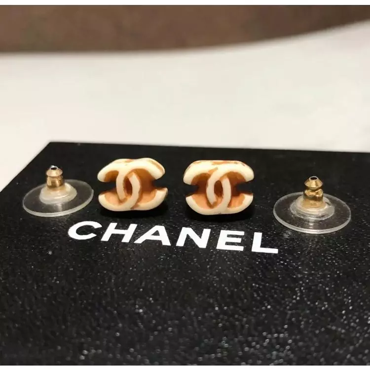 Chanel earrings mini coco mark white logo size 1 cm wide x 0.8 cm high  ladies