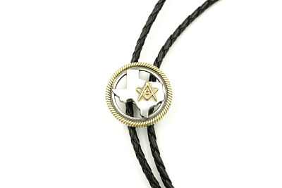 State of Texas Masonic Freemason Gold/Silver Western Cowboy Rodeo Bolo Tie