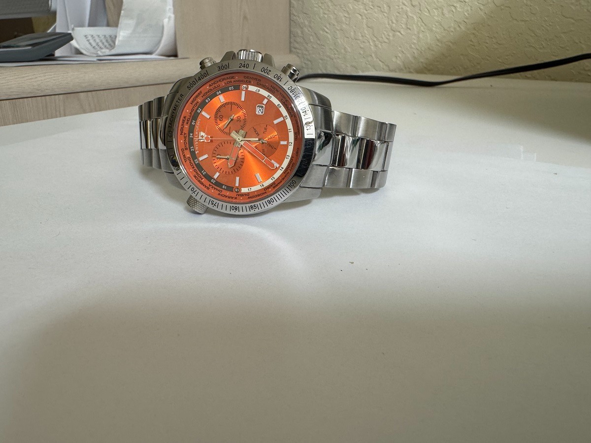Swiss Legend 10013 World Timer Collection Chronograph Orange dial