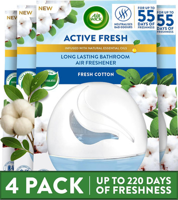 Air Wick Gel Freshener Fresh Cotton Scent, Pack of 4, Long-Lasting Fragrance up