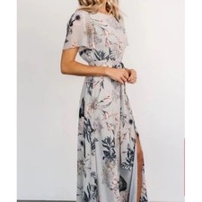 BALTIC BORN Naomi Maxi Dress Pale Blue Floral Cottage Flowy Wedding Guest Summer