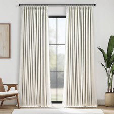 96 Inches Long Pinch Pleated 100 Blackout Curtains,Thermal Insulated Natural Li