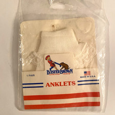 Vintage Girl's 80's Buster Brown Lace Trim Anklet Socks - New Sealed Made in USA