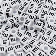 Acrylic Alphabet Letter Beads 6x6mm 100pcs White Square for Jewelry