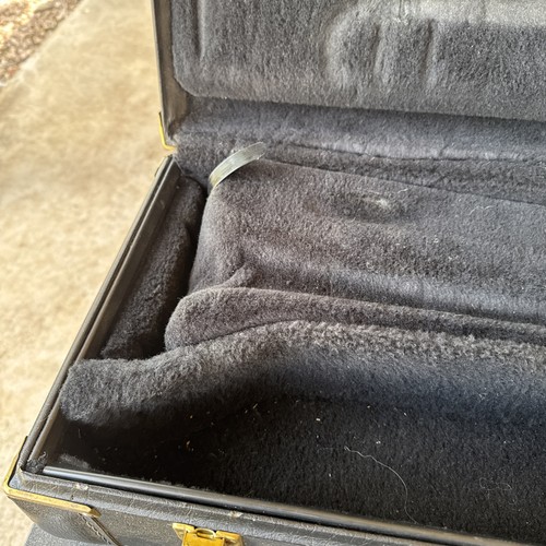 Selmer Trumpet Empty Hard case Black 21” Older Soft Lined Vinyl On Wood - Picture 10 of 24