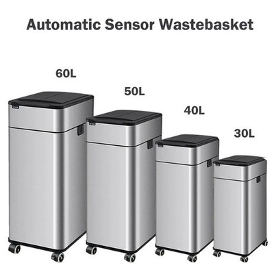 Smart Automatischer Edelstahl Mülleimer 20L 30L 40L 50L 60L Großvolumen Set