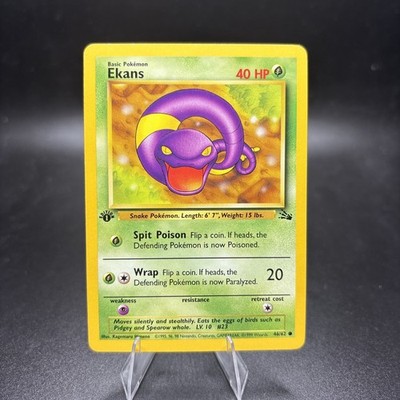 ekans first edition pokemon card - (46) - Fossil (1st Edition) - Trading - Collectible Card variation to centering Ekans - EX Sandstorm -