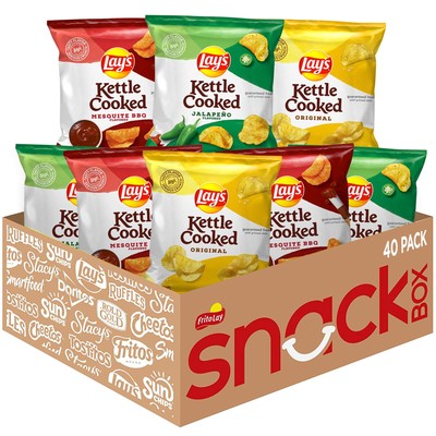Lay's Kettle Cooked Potato Chips Variety Pack 0.85 Ounce Pack of 40