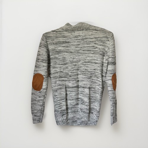The Slope Sweater Pullover Boys M Gray w/Brown Elbow Patches Sherpa Collar - Picture 4 of 5