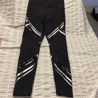 New Balance Women High Rise Transform Tight Black Silver Metallic Leggings M nwt