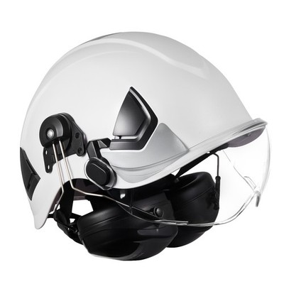 Industrial Safety Helmet with Visor and Earmuffs Adjustable Vented Hardhat