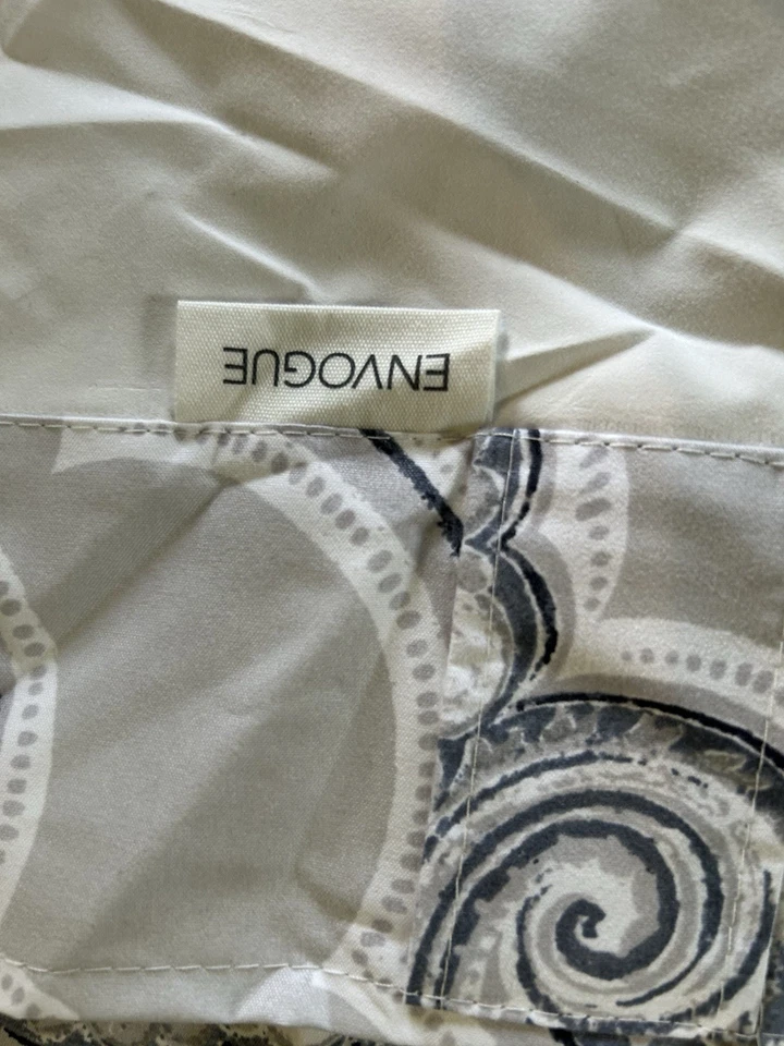 Envogue Drape Curtain 96" x 54" Gray Paisley Blue Cotton Lined Thick x 4 - Image 4 of 4