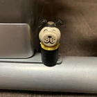 Vintage Fisher Price Wooden Little People Wood Dog Yellow Collar Straight Body