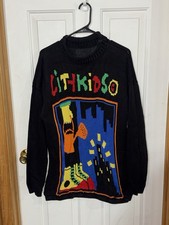Vintage 80s/90s Knit Sweater Abstract Design with City Kids Co. Made In USA