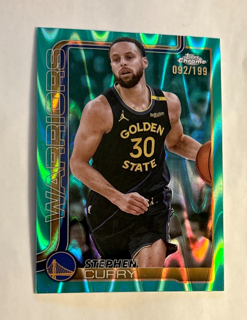 2025-26 Topps Chrome Stephen Curry Aqua Raywave /199 #201 🔥🔥