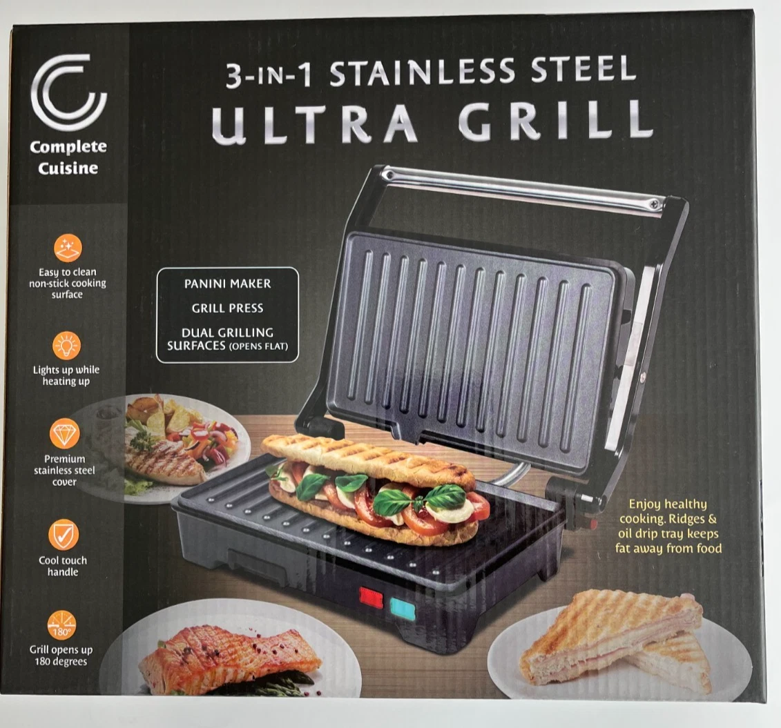 Stainless Steel Ultra Grill Panini Maker, Complete Cuisine, New in box
Opens in a new window or tab
