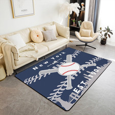 Teen Boy Sports Area Rug 5X7,Baseball Carpet for Boys Girls,Baseball Bat Ball Ar