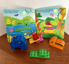 Duplo #10560 Read & Build &ldquo;PEEKABOO JUNGLE&rdquo; Complete Used Retired Set