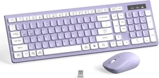Wireless Keyboard and Mouse Combo, Full-Sized Purple 