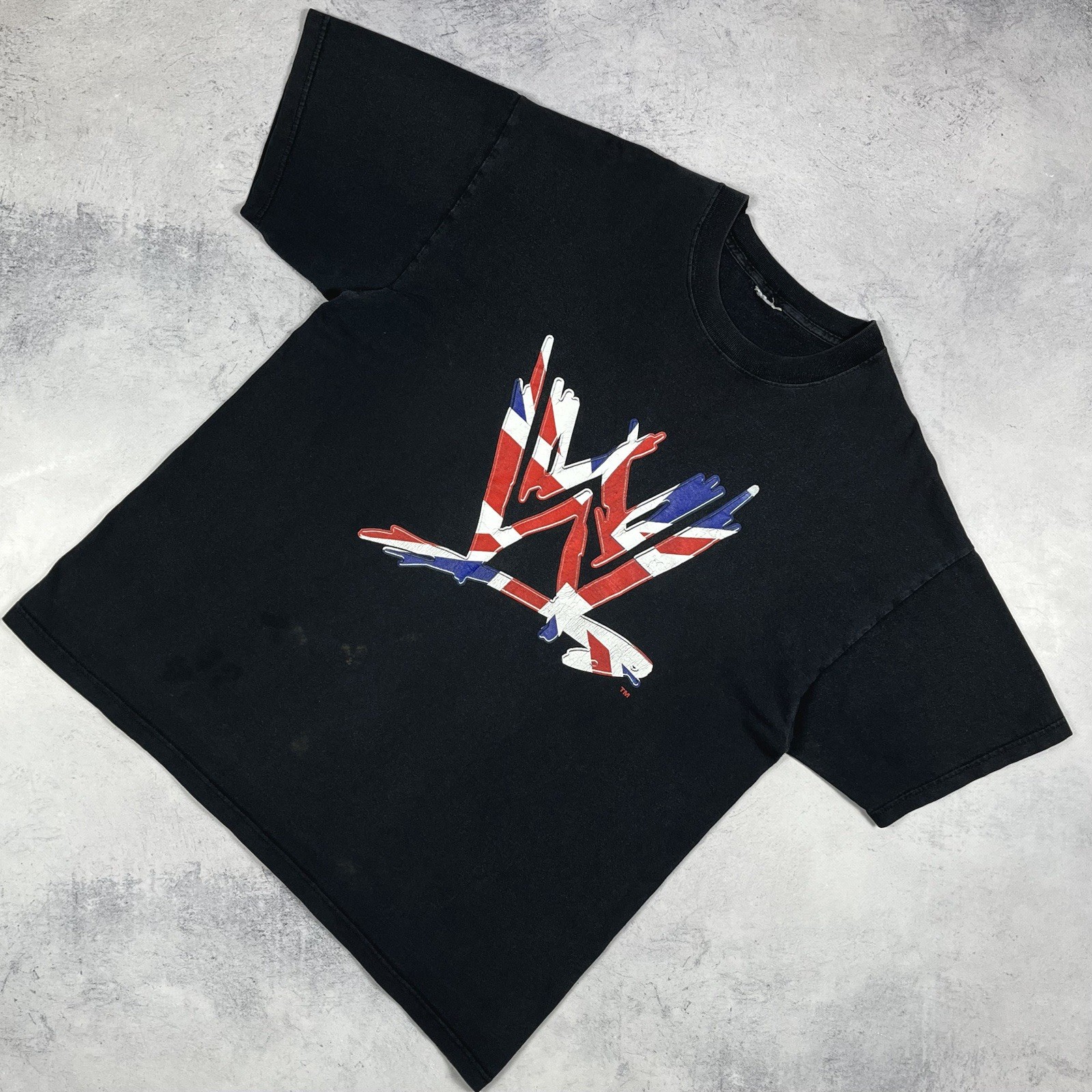Vintage Wrestlemania WWE Big Logo Short Sleeve T Shirt 00’s Size XL Faded Black